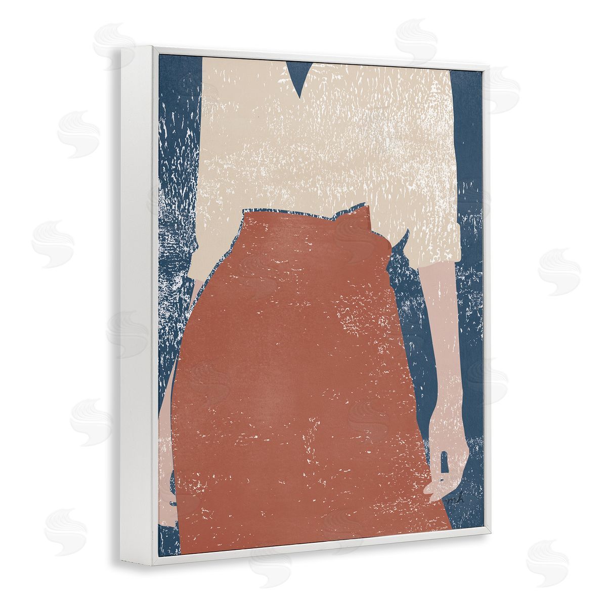 Standing Person Distressed White Frame Print Wall Art, Home Decor by Moira Hershey