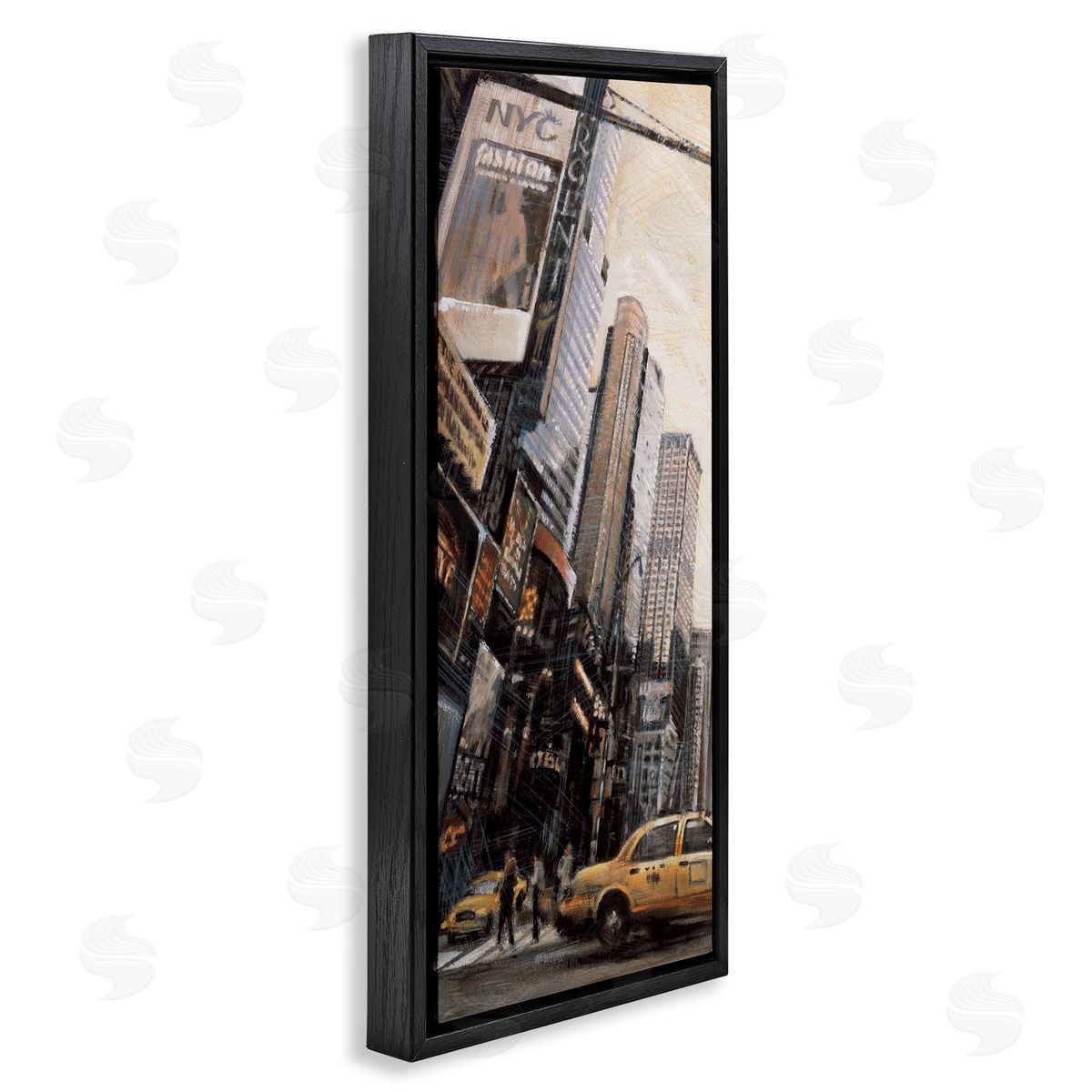 New York City Street Cityscape Black Floating Frame Canvas Wall Art, Home Decor by Matthew Daniels
