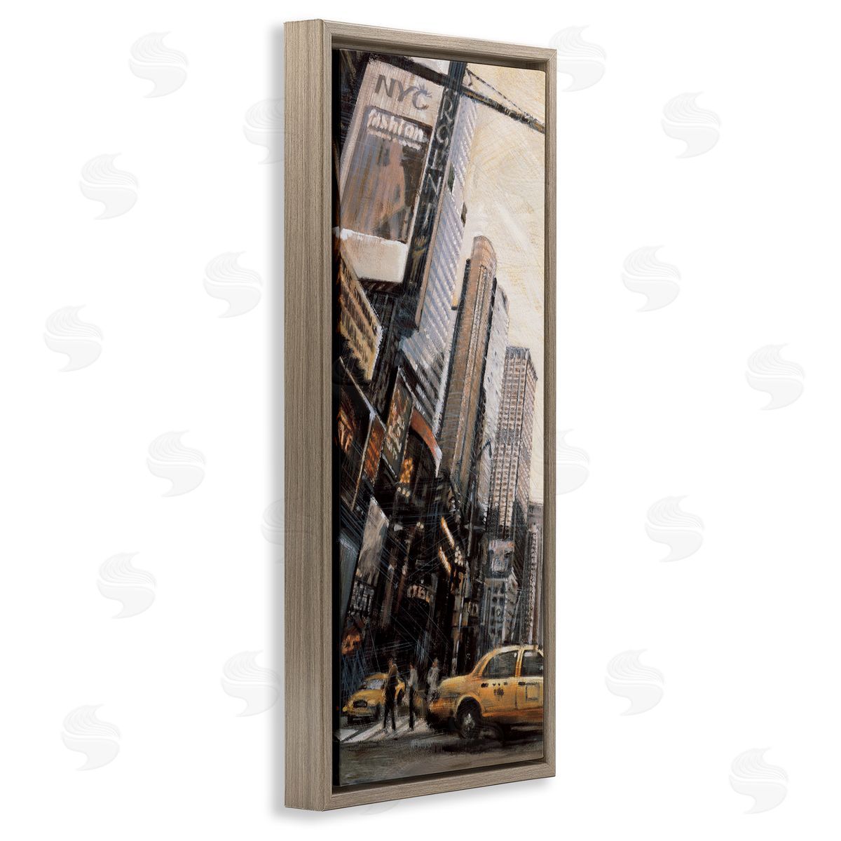 New York City Street Cityscape Brown Floating Frame Canvas Wall Art, Home Decor by Matthew Daniels