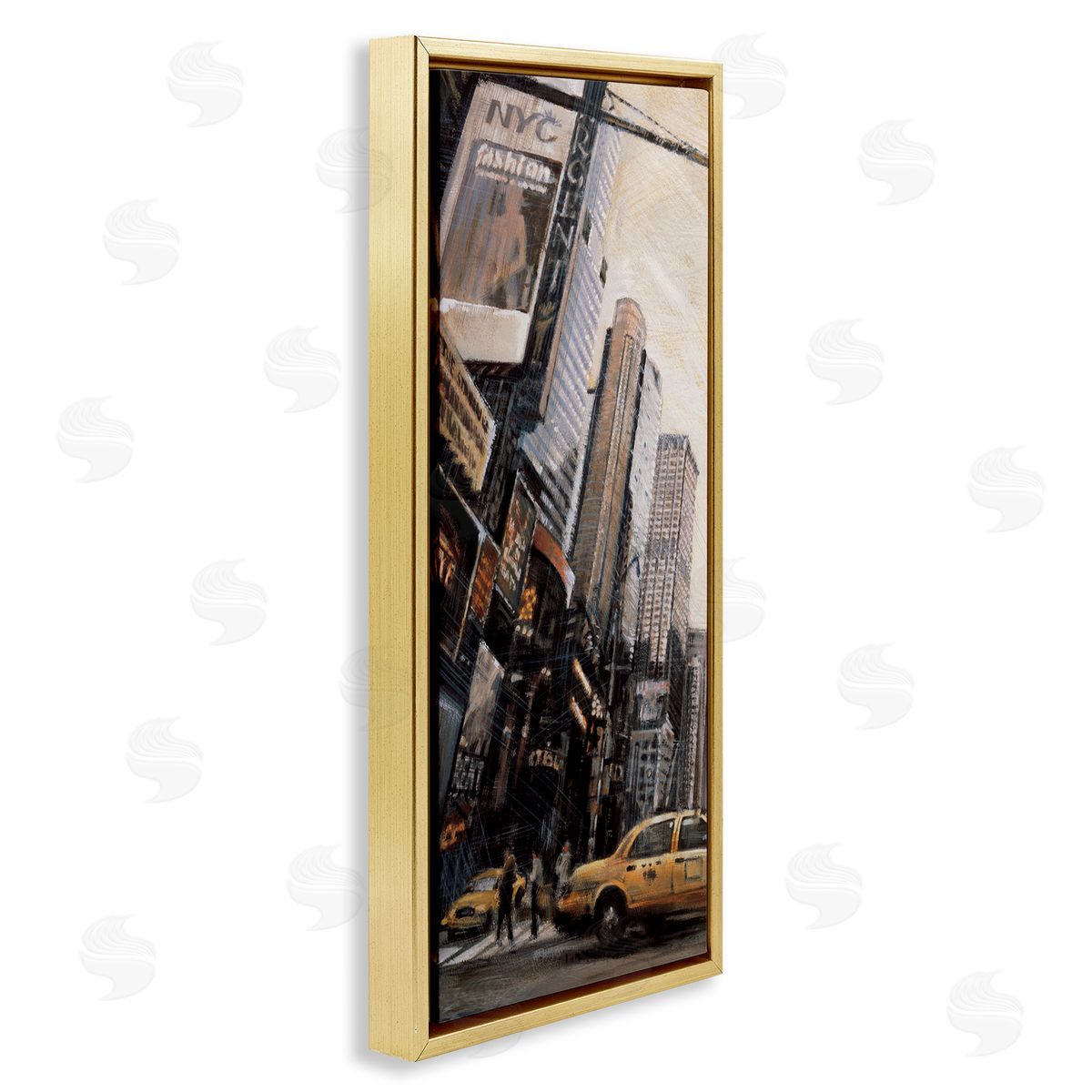 New York City Street Cityscape Gold Floating Frame Canvas Wall Art, Home Decor by Matthew Daniels