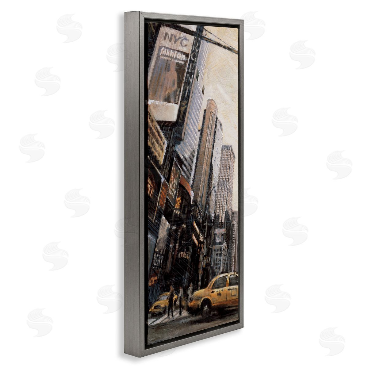 New York City Street Cityscape Grey Floating Frame Canvas Wall Art, Home Decor by Matthew Daniels