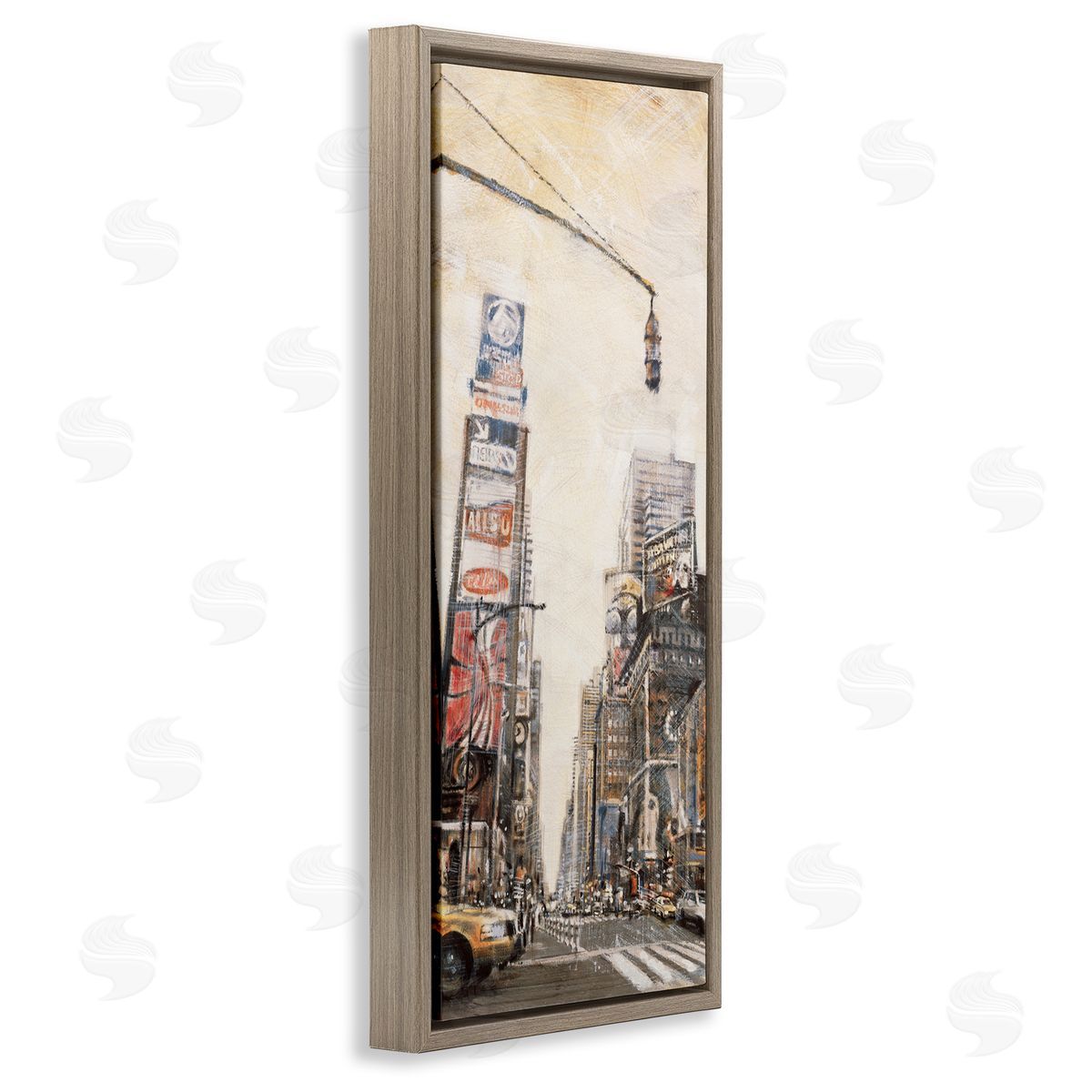 New York City Buildings Painting Brown Floating Frame Canvas Wall Art, Home Decor by Matthew Daniels
