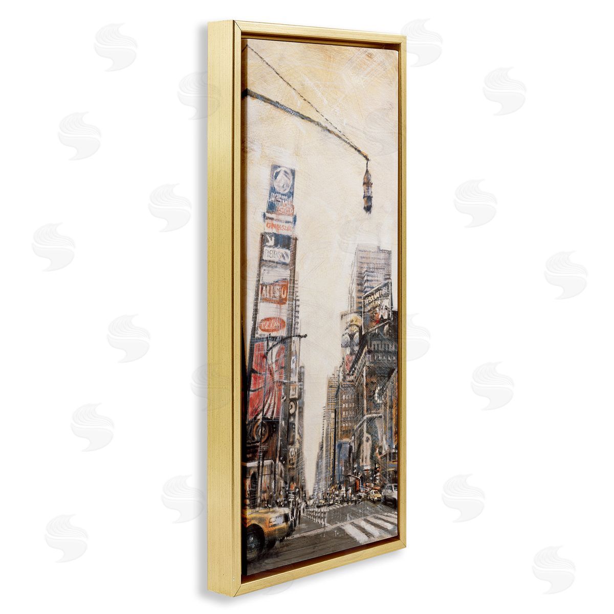 New York City Buildings Painting Gold Floating Frame Canvas Wall Art, Home Decor by Matthew Daniels