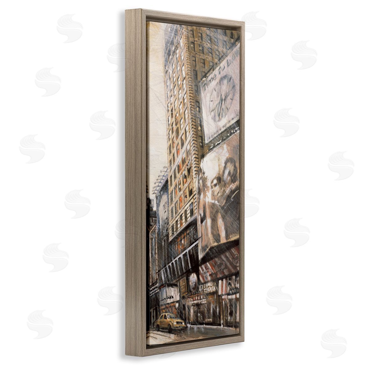 New York City Stores Painting Brown Floating Frame Canvas Wall Art, Home Decor by Matthew Daniels