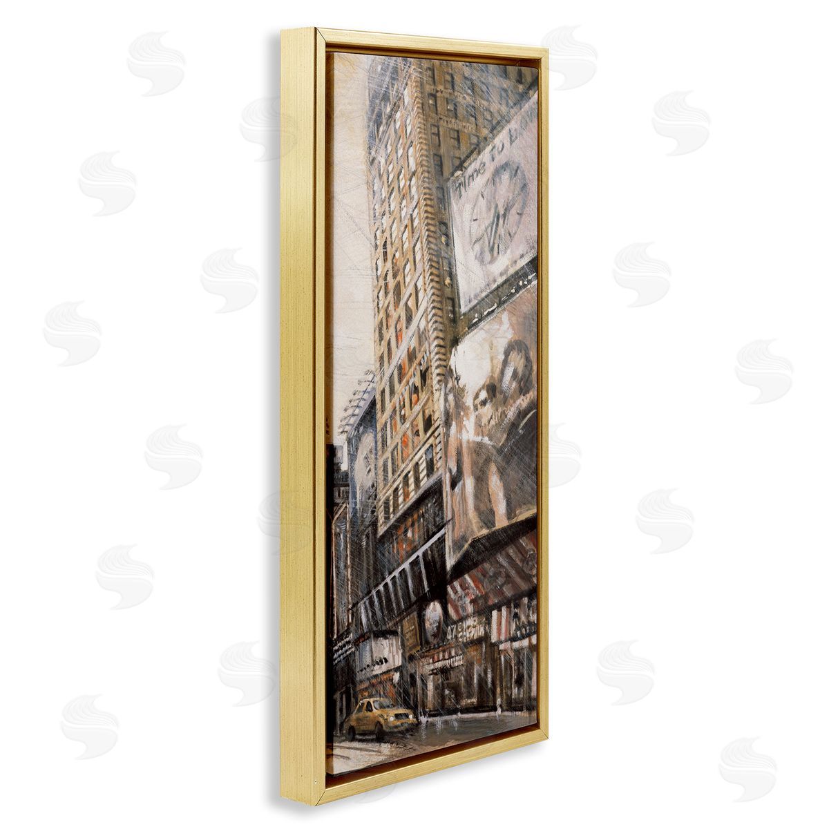 New York City Stores Painting Gold Floating Frame Canvas Wall Art, Home Decor by Matthew Daniels