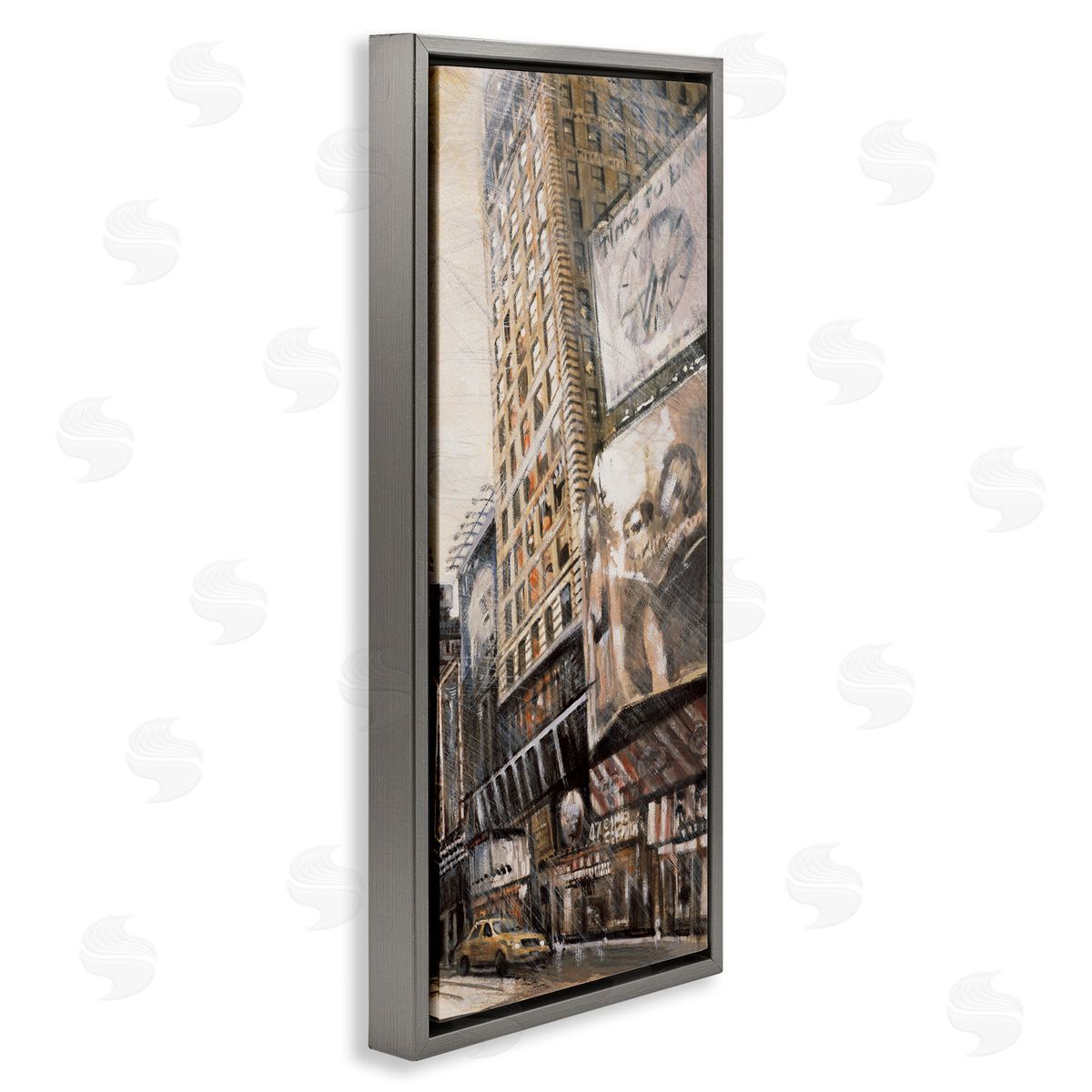 New York City Stores Painting Grey Floating Frame Canvas Wall Art, Home Decor by Matthew Daniels