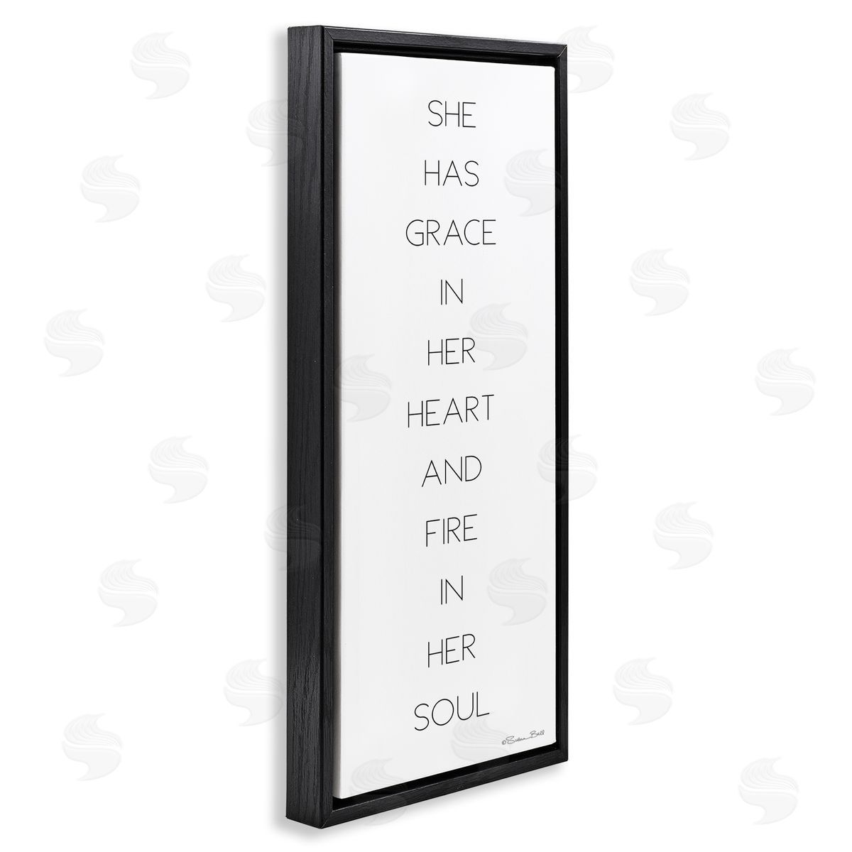 Grace In Her Heart Inspirational Black Floating Frame Canvas Wall Art, Home Decor by Susan Ball
