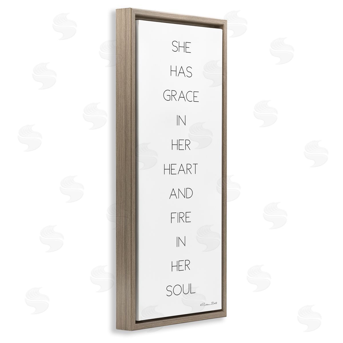 Grace In Her Heart Inspirational Brown Floating Frame Canvas Wall Art, Home Decor by Susan Ball