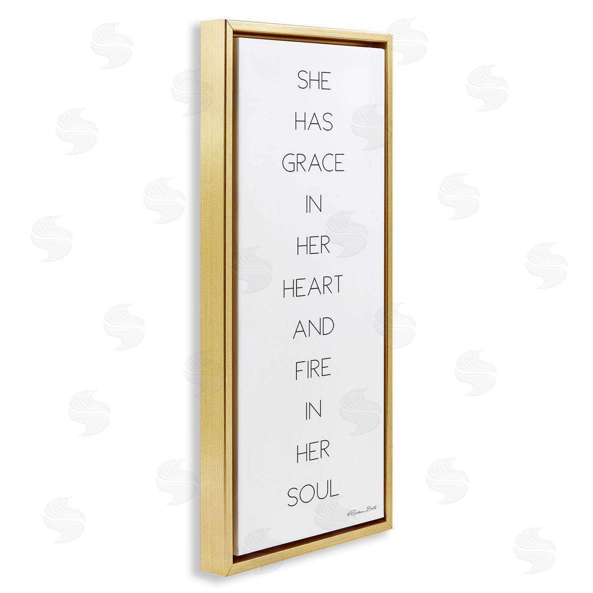 Grace In Her Heart Inspirational Gold Floating Frame Canvas Wall Art, Home Decor by Susan Ball