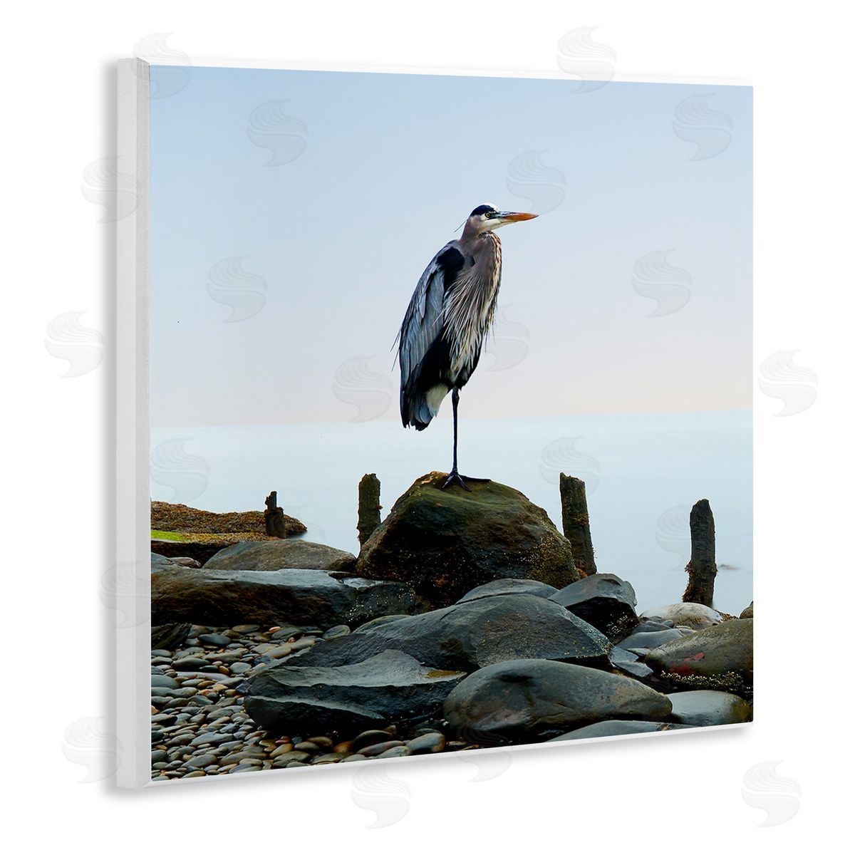 Beach Heron Ocean Bird Wood Plaque Wall Art, Home Decor by James McLoughlin