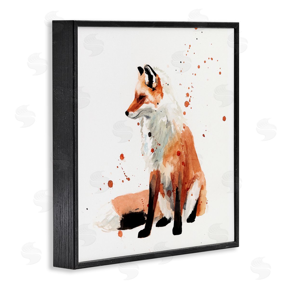 Sitting Fox Black Frame Print Wall Art, Home Decor by Victoria Borges