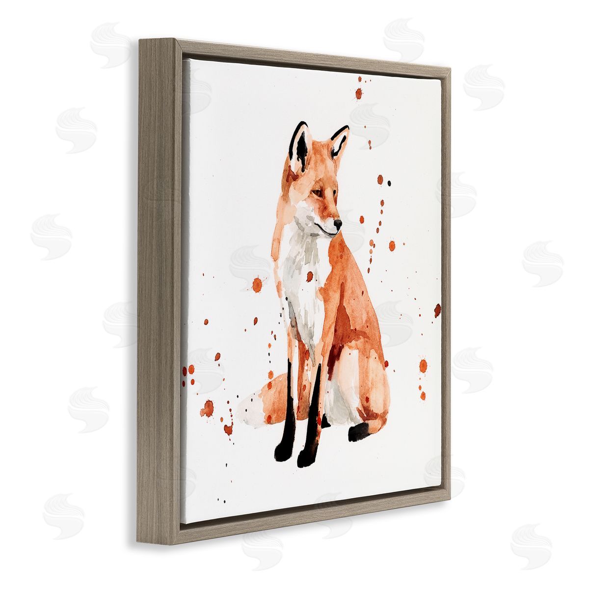 Resting Fox Brown Floating Frame Canvas Wall Art, Home Decor by Victoria Borges