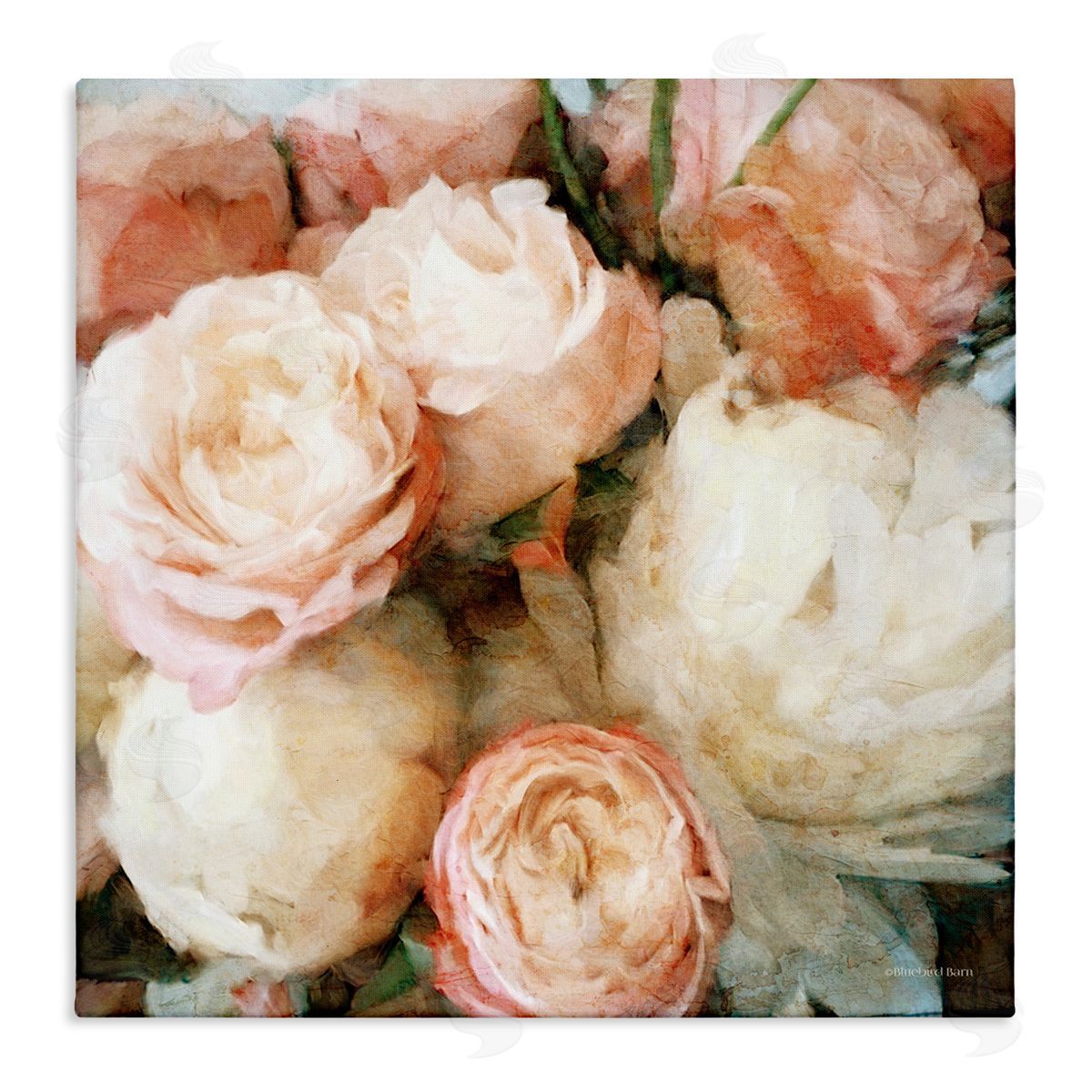 Flower Bouquet Pink White Canvas Wall Art, Home Decor by Bluebird Barn