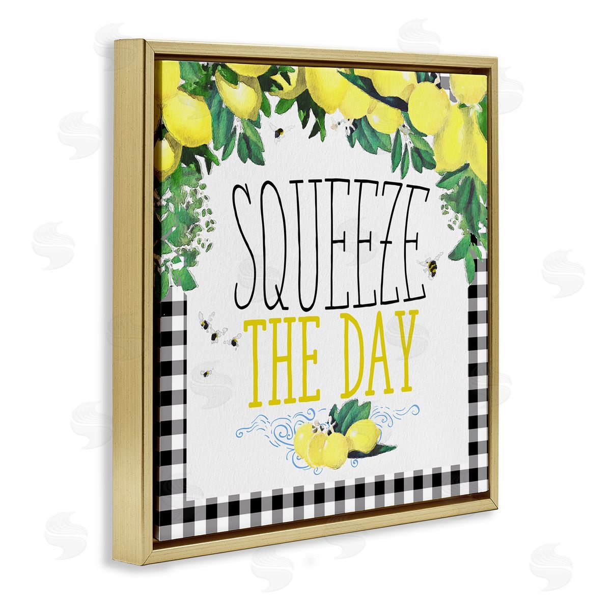 Squeeze The Day Kitchen Gold Floating Frame Canvas Wall Art, Home Decor by The Saturday Evening Post