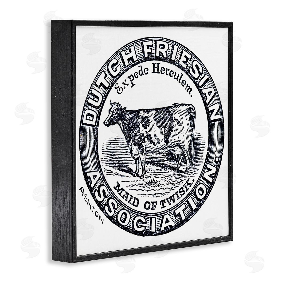 Farm Cow Vintage Drawing Black Frame Print Wall Art, Home Decor by The Saturday Evening Post