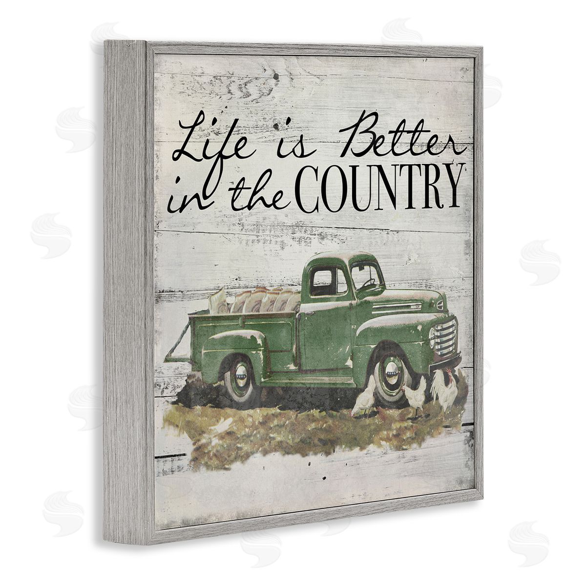 Better In Country Green Truck Grey Frame Print Wall Art, Home Decor by The Saturday Evening Post