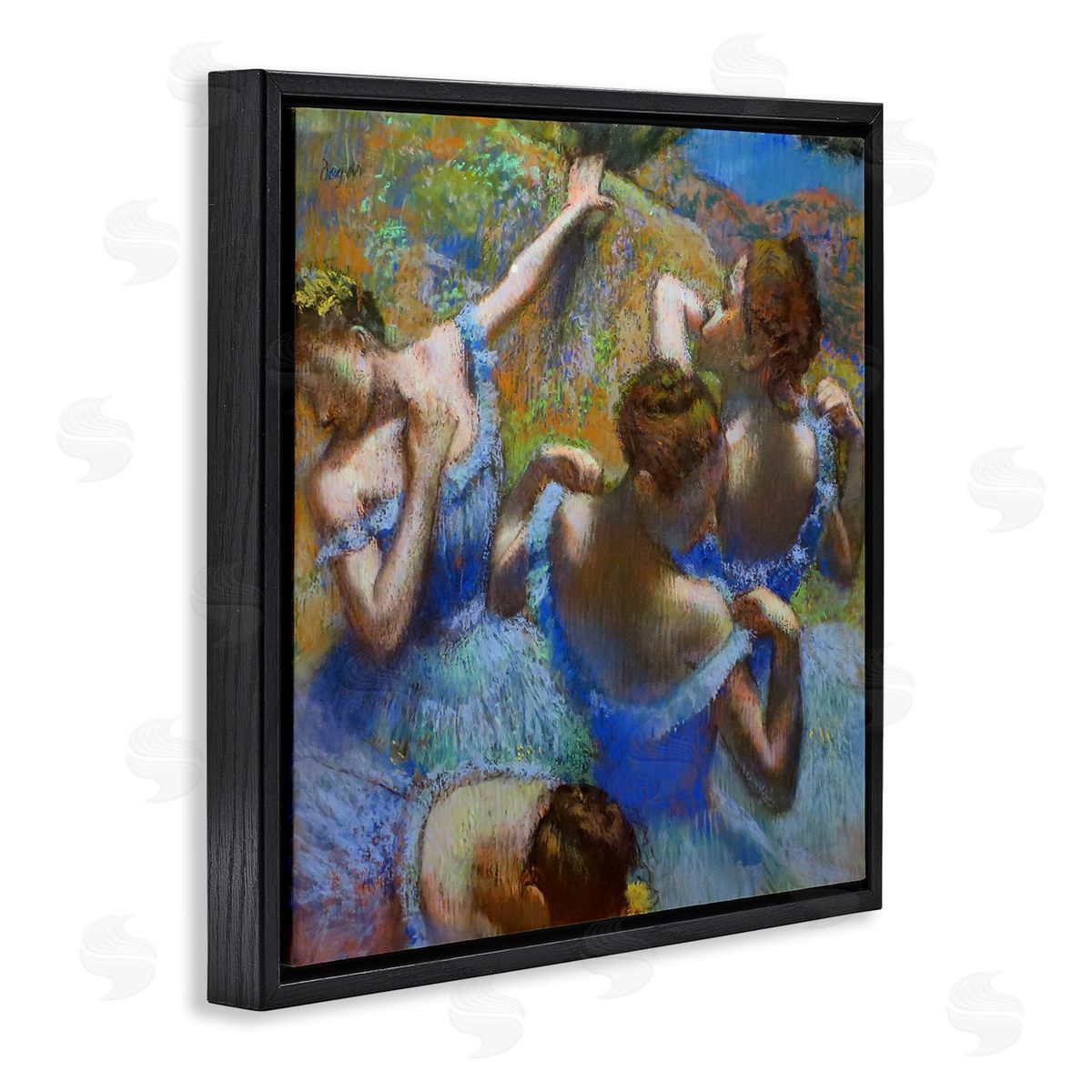 Blue Dancers, c. 1899 Black Floating Frame Canvas Wall Art, Home Decor by Edgar Degas