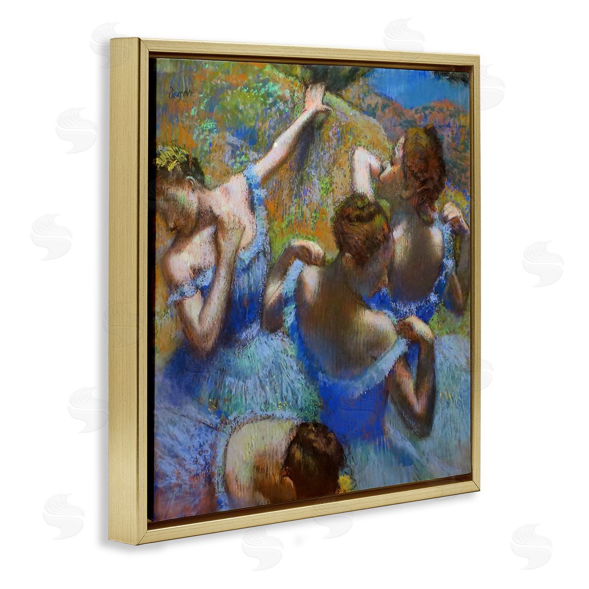 Blue Dancers, c. 1899 Gold Floating Frame Canvas Wall Art, Home Decor by Edgar Degas