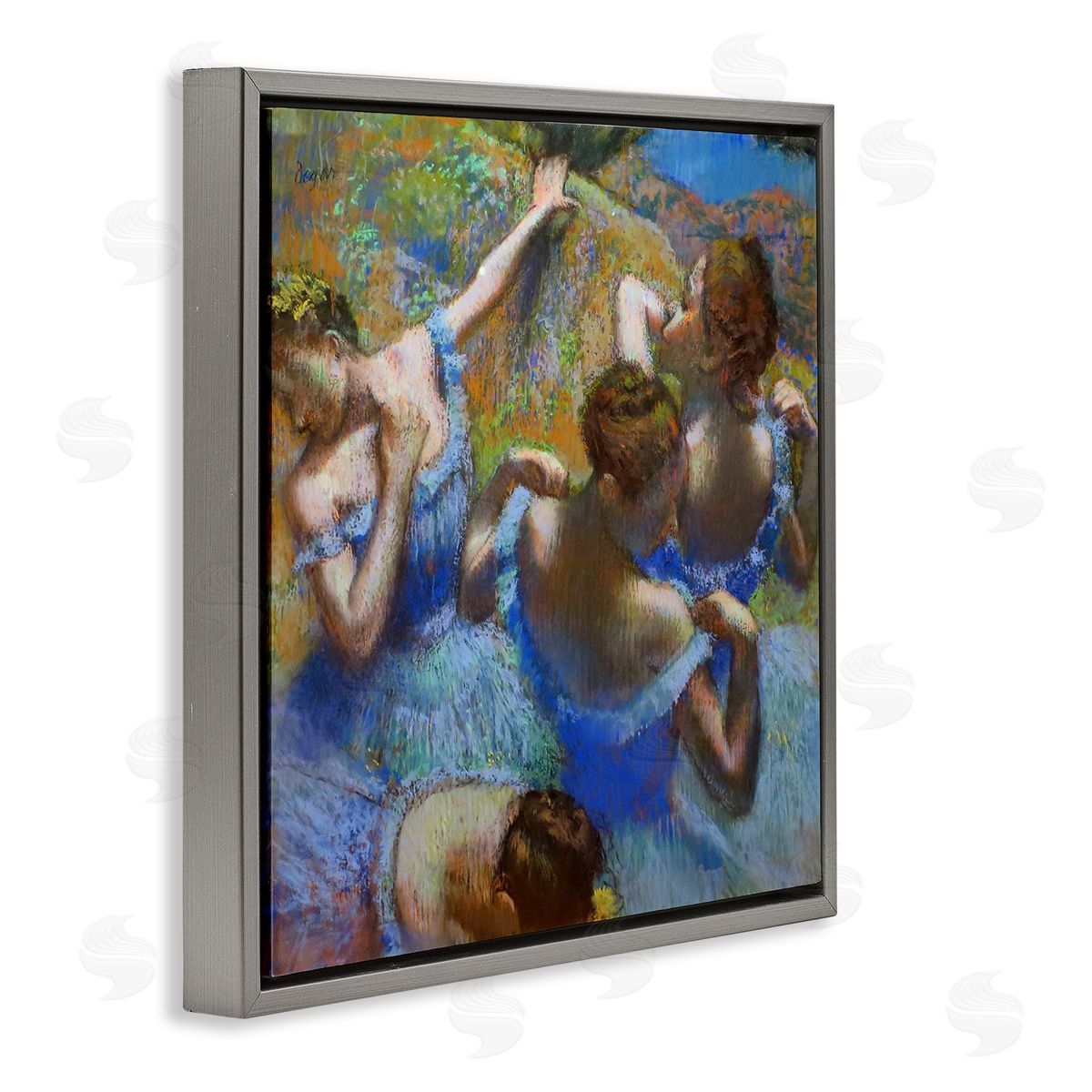 Blue Dancers, c. 1899 Grey Floating Frame Canvas Wall Art, Home Decor by Edgar Degas