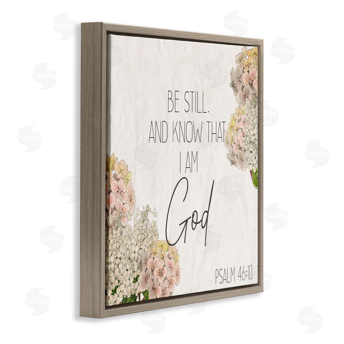 Be Still Religious Flower Brown Floating Frame Canvas Wall Art, Home Decor by Kim Allen