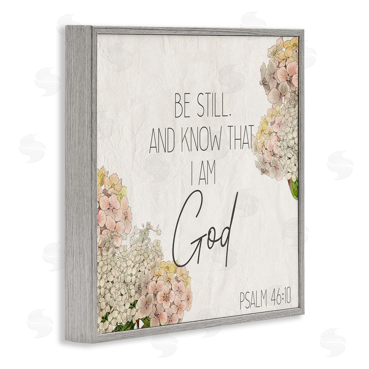 Be Still Religious Flower Grey Frame Print Wall Art, Home Decor by Kim Allen