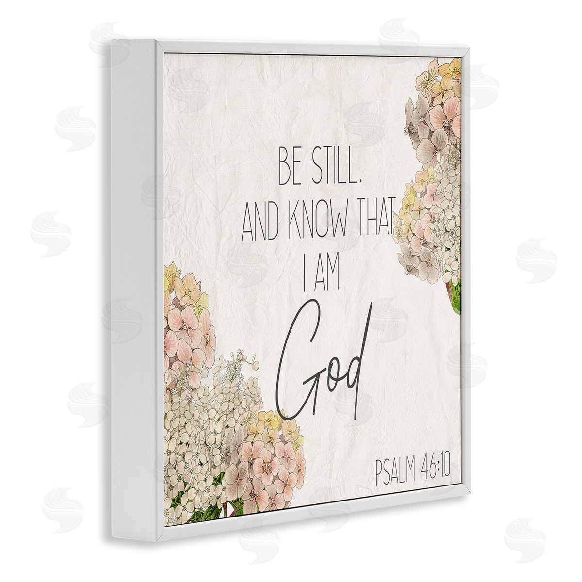 Be Still Religious Flower White Frame Print Wall Art, Home Decor by Kim Allen