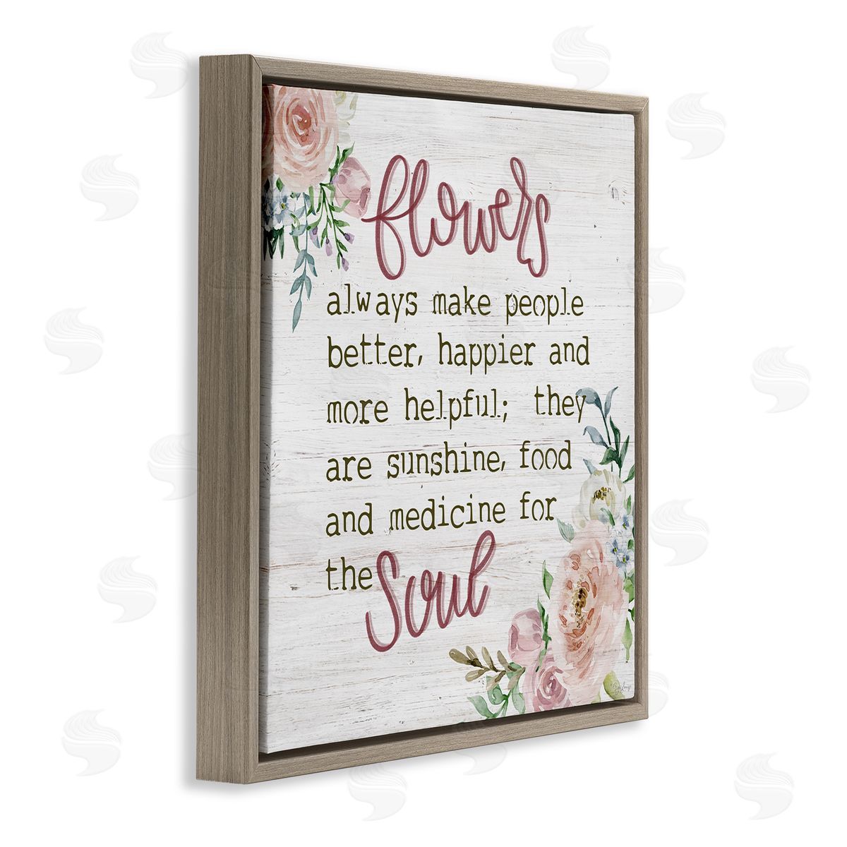 Flowers For The Soul Inspirational Brown Floating Frame Canvas Wall Art, Home Decor by Gigi Louise