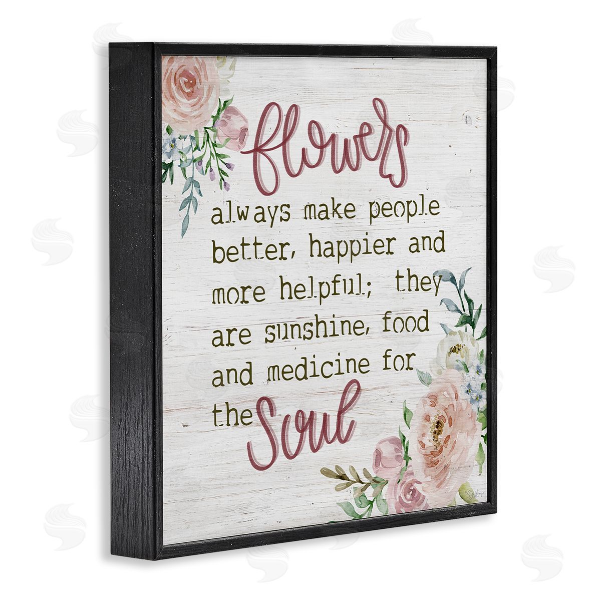 Flowers For The Soul Inspirational Black Frame Print Wall Art, Home Decor by Gigi Louise