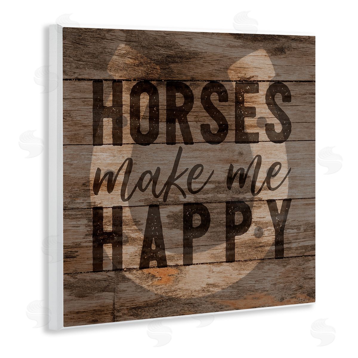 Horses Make Me Happy Horseshoe Wood Plaque Wall Art, Home Decor by Gigi Louise