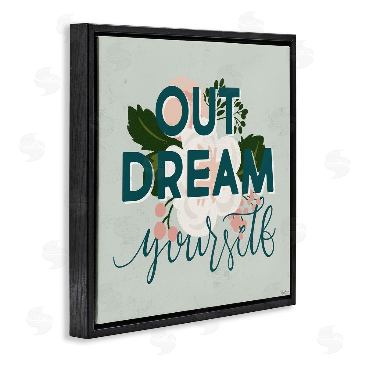 Out Dream Yourself Inspirational Black Floating Frame Canvas Wall Art, Home Decor by Gigi Louise