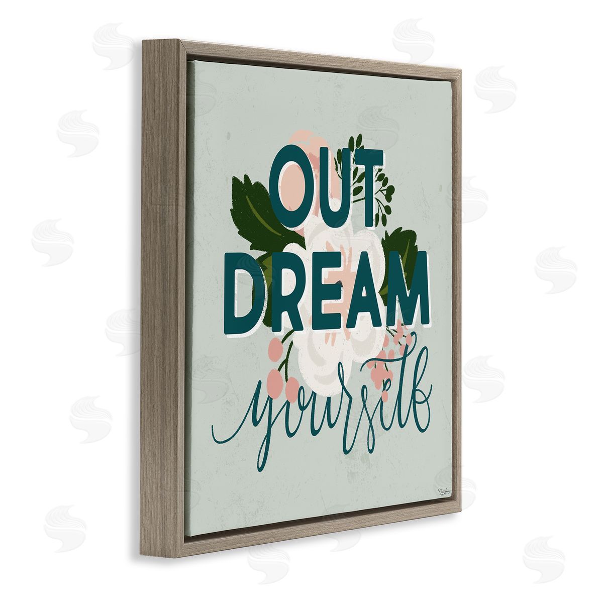 Out Dream Yourself Inspirational Brown Floating Frame Canvas Wall Art, Home Decor by Gigi Louise