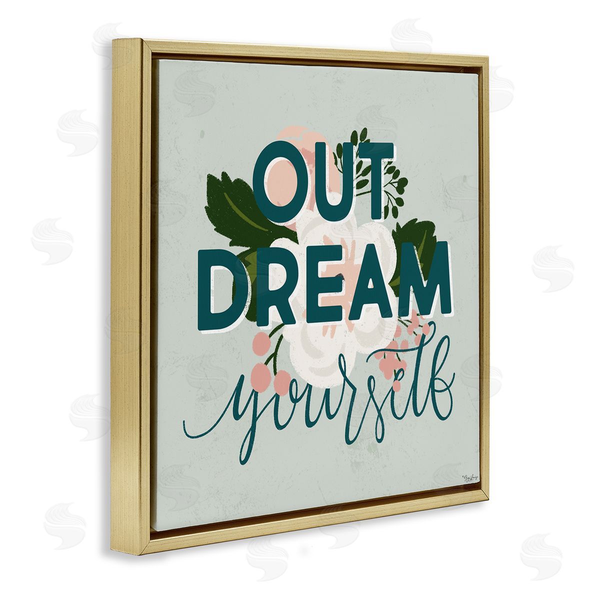 Out Dream Yourself Inspirational Gold Floating Frame Canvas Wall Art, Home Decor by Gigi Louise
