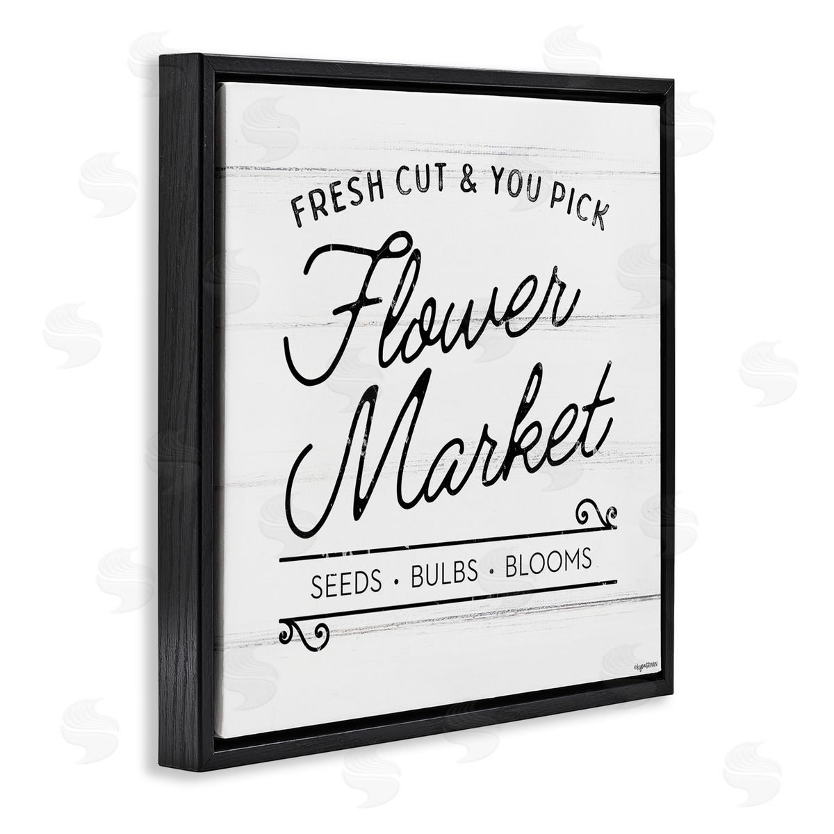 Flower Market Farm Family Black Floating Frame Canvas Wall Art, Home Decor by Kyra Brown