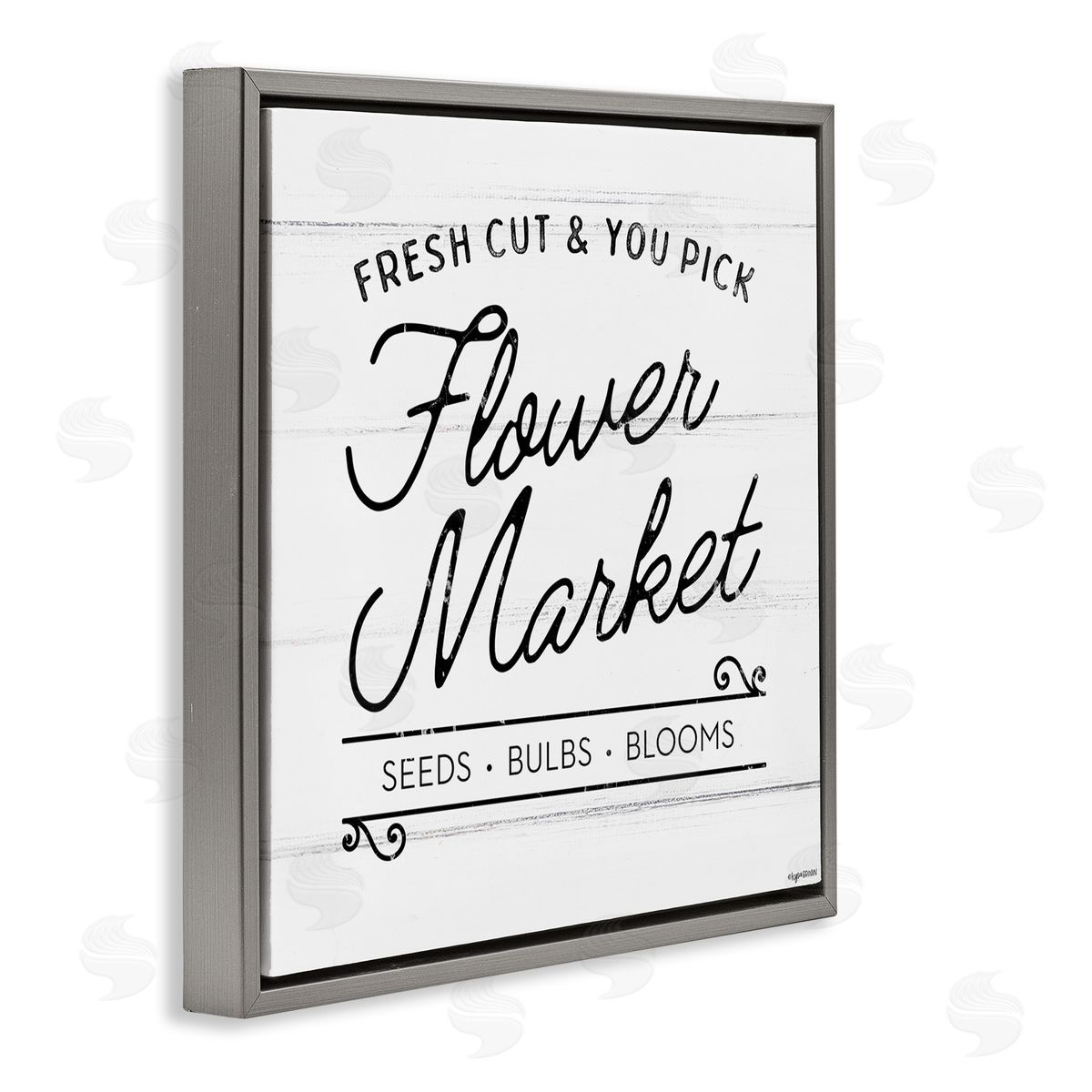 Flower Market Farm Family Grey Floating Frame Canvas Wall Art, Home Decor by Kyra Brown
