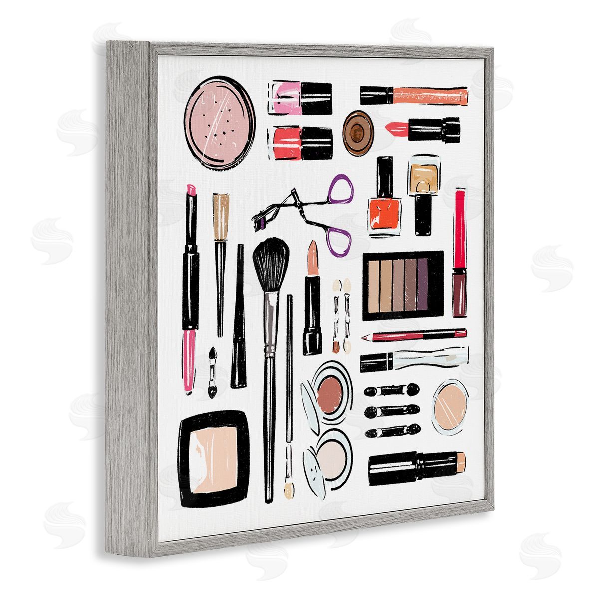 Make Up Tools Fashion Grey Frame Print Wall Art, Home Decor by Milli Villa