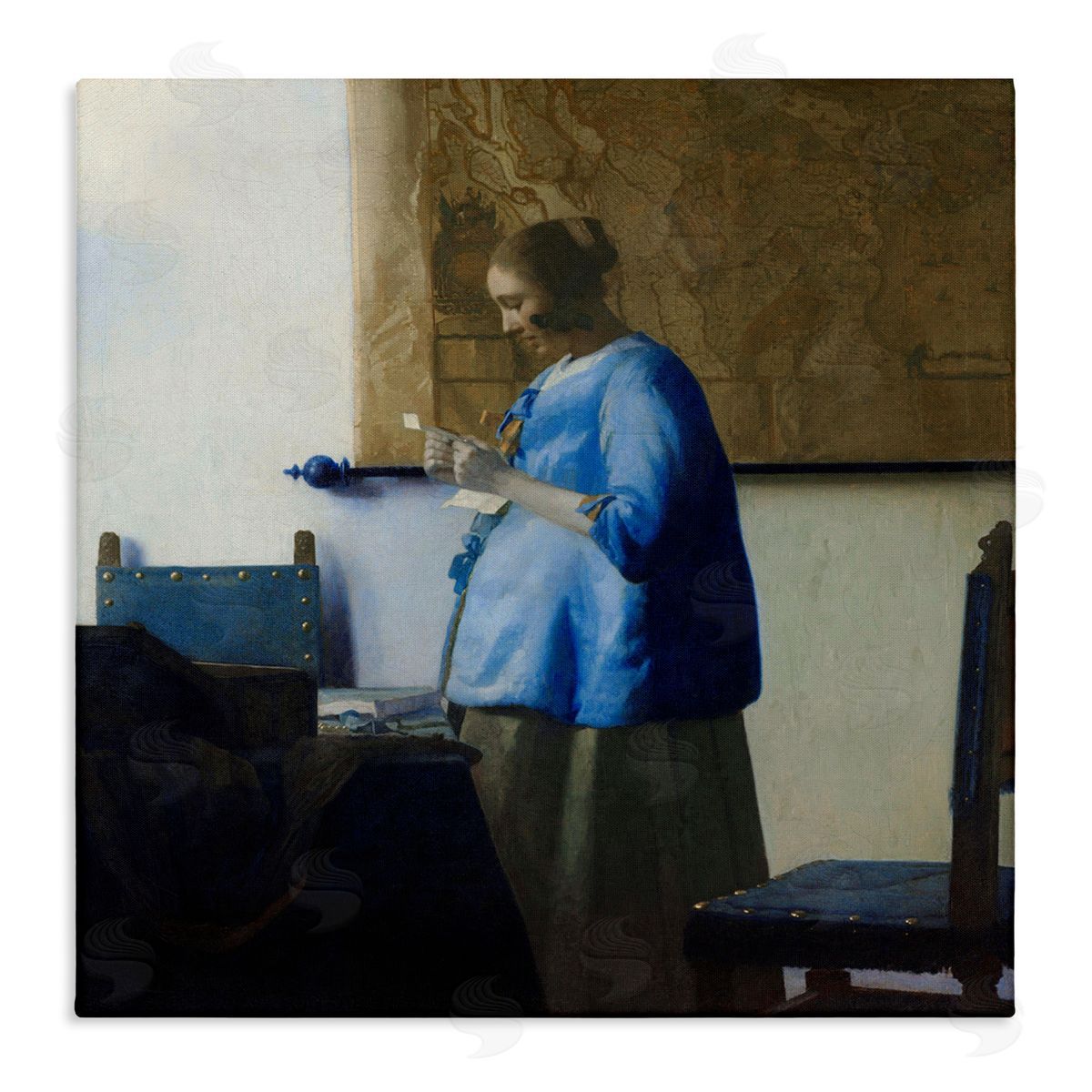Woman Reading a Letter 1663 Canvas Wall Art, Home Decor by Johannes Vermeer