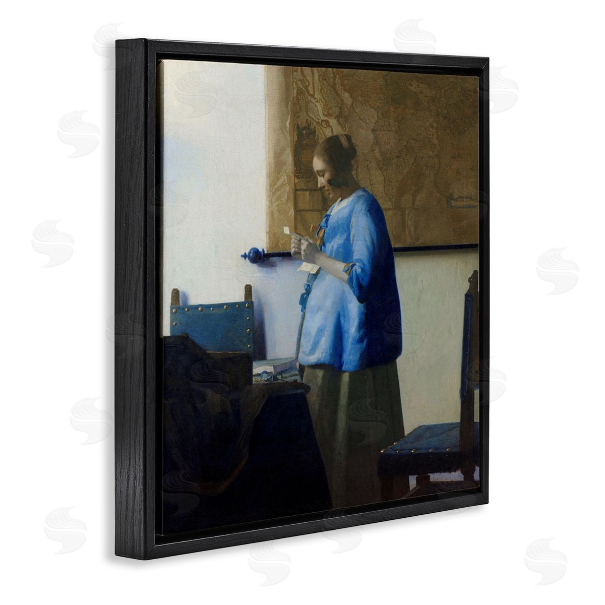 Woman Reading a Letter 1663 Black Floating Frame Canvas Wall Art, Home Decor by Johannes Vermeer