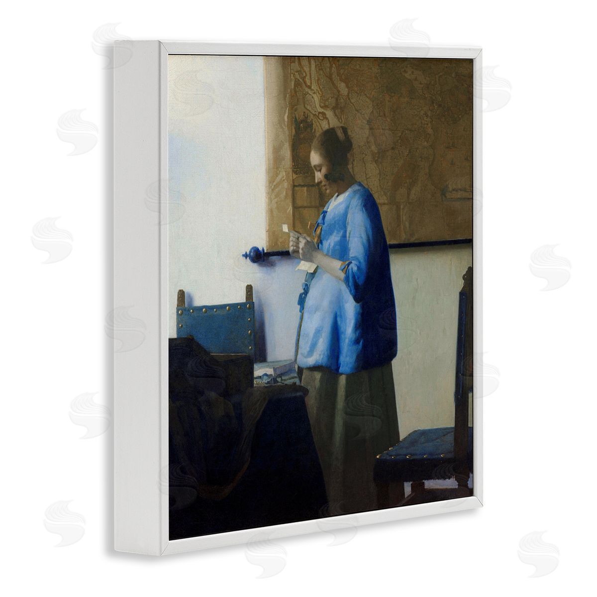 Woman Reading a Letter 1663 White Frame Print Wall Art, Home Decor by Johannes Vermeer