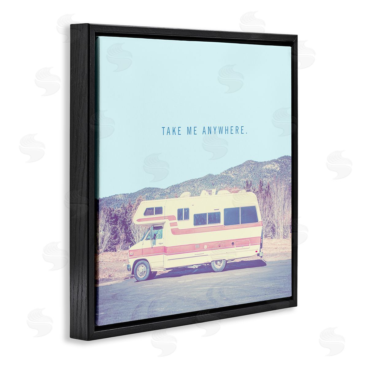 Take Me Anywhere Family Camper Black Floating Frame Canvas Wall Art, Home Decor by Thomas Brown
