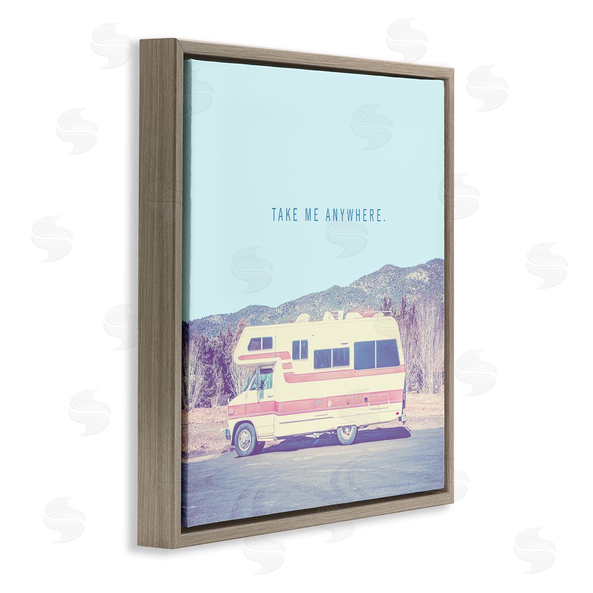 Take Me Anywhere Family Camper Brown Floating Frame Canvas Wall Art, Home Decor by Thomas Brown