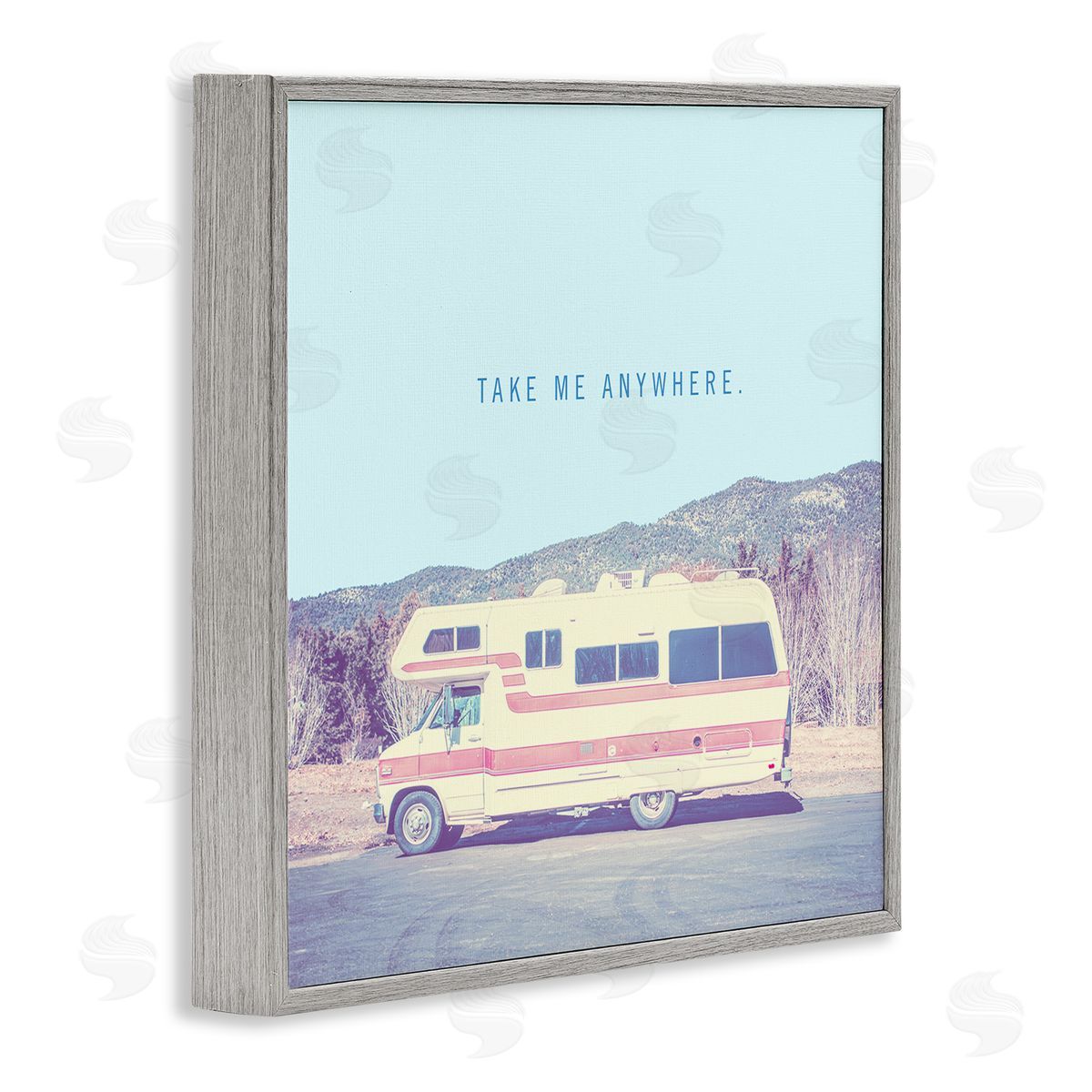 Take Me Anywhere Family Camper Grey Frame Print Wall Art, Home Decor by Thomas Brown