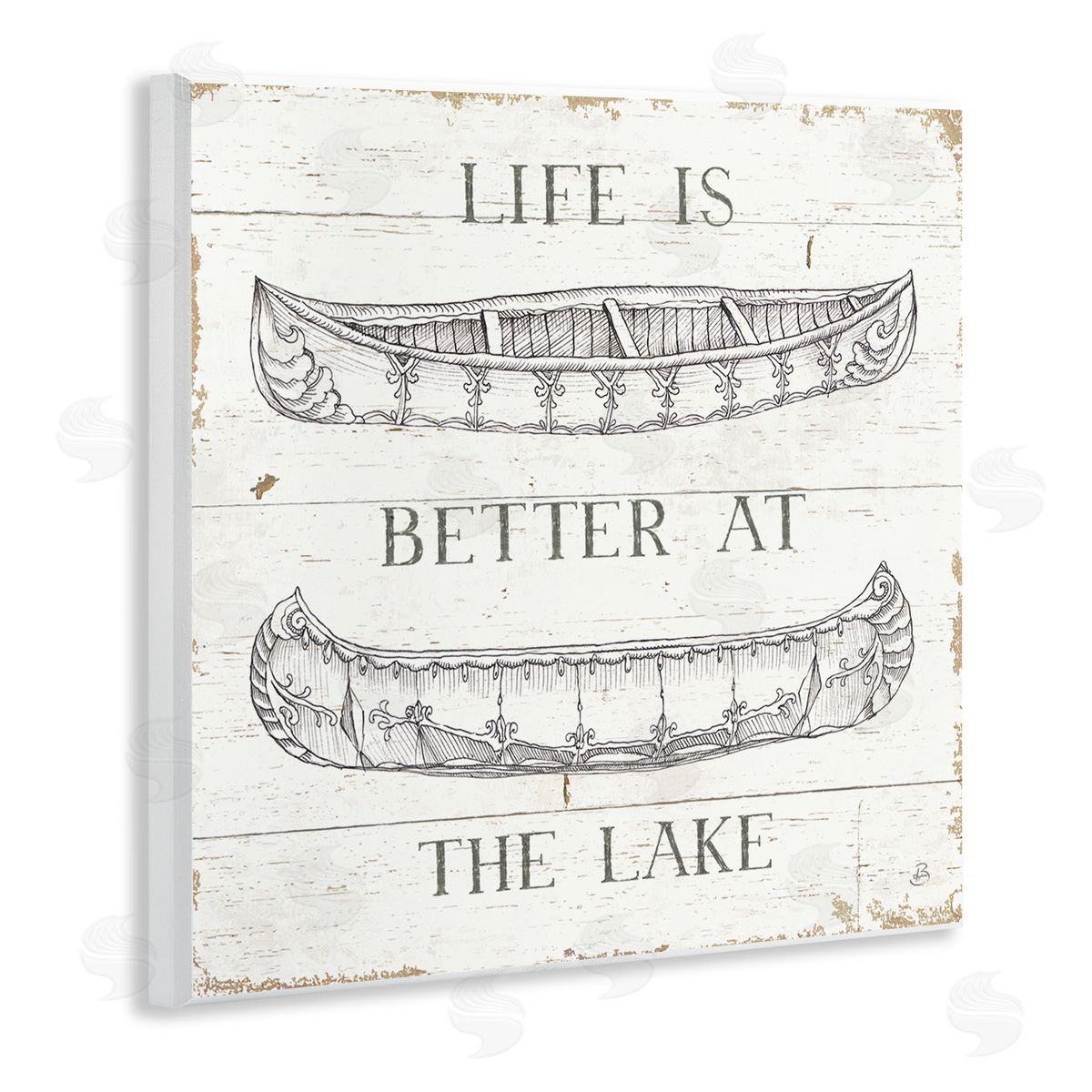 Better At The Lake with Boats Wood Plaque Wall Art, Home Decor by Daphne Brissonnet