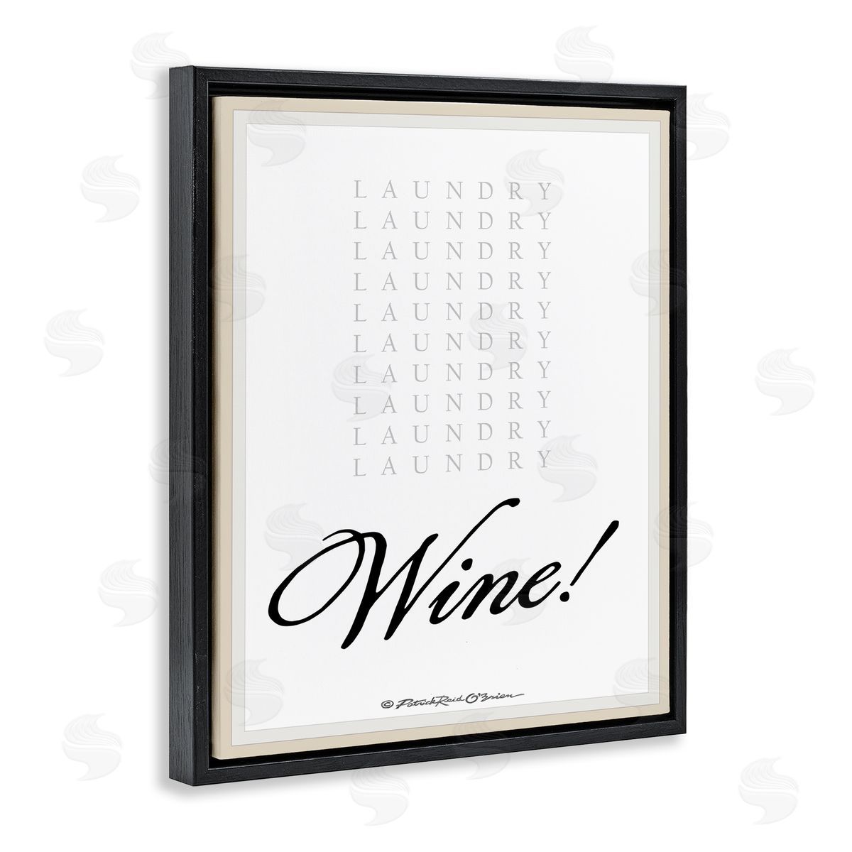 Laundry And Wine Funny Black Floating Frame Canvas Wall Art, Home Decor by Patrick Reid O'Brien