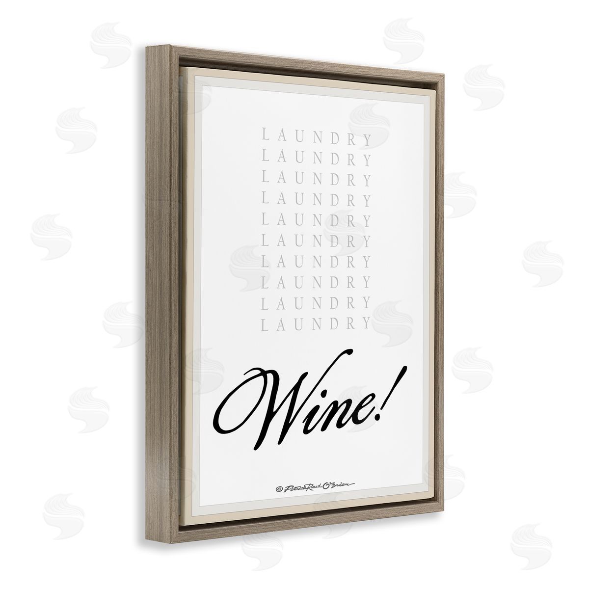 Laundry And Wine Funny Brown Floating Frame Canvas Wall Art, Home Decor by Patrick Reid O'Brien