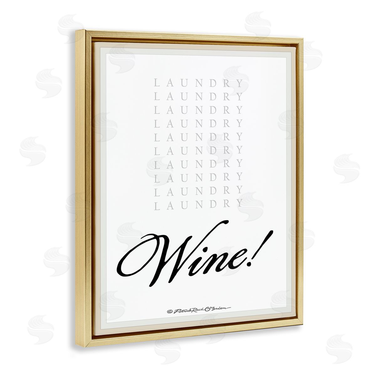 Laundry And Wine Funny Gold Floating Frame Canvas Wall Art, Home Decor by Patrick Reid O'Brien