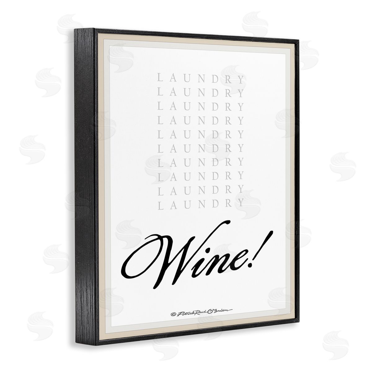 Laundry And Wine Funny Black Frame Print Wall Art, Home Decor by Patrick Reid O'Brien