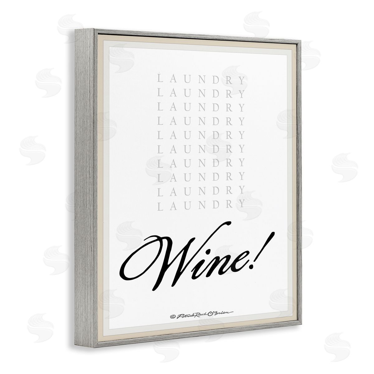 Laundry And Wine Funny Grey Frame Print Wall Art, Home Decor by Patrick Reid O'Brien