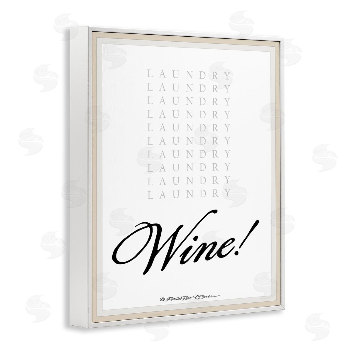 Laundry And Wine Funny White Frame Print Wall Art, Home Decor by Patrick Reid O'Brien