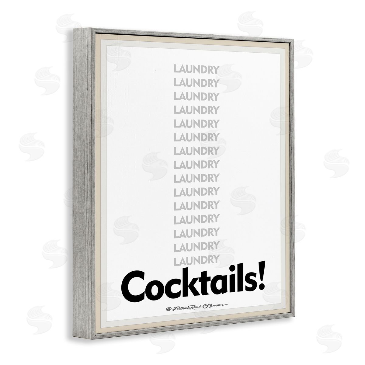Laundry And Cocktails Funny Grey Frame Print Wall Art, Home Decor by Patrick Reid O'Brien