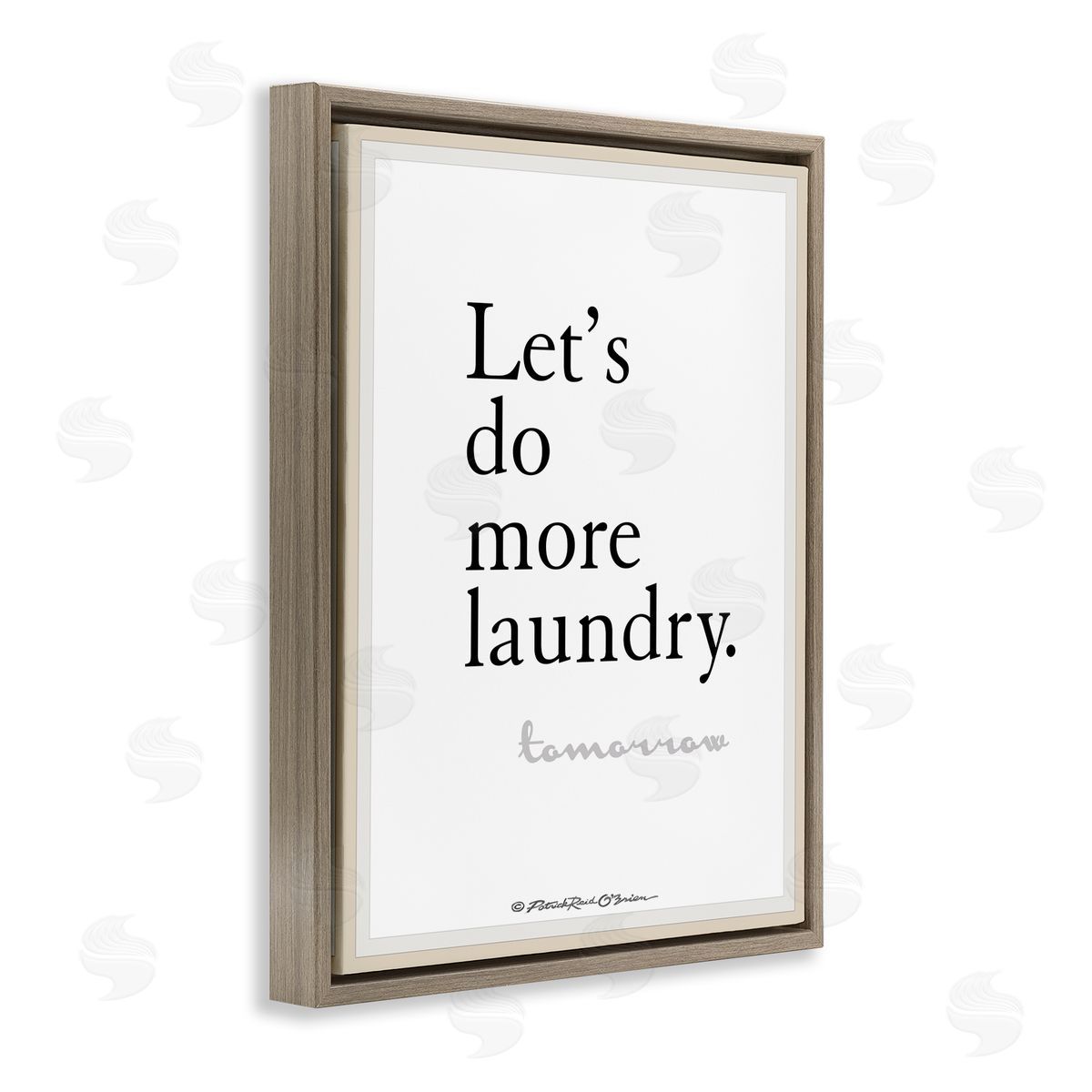 Do More Laundry Tomorrow Brown Floating Frame Canvas Wall Art, Home Decor by Patrick Reid O'Brien
